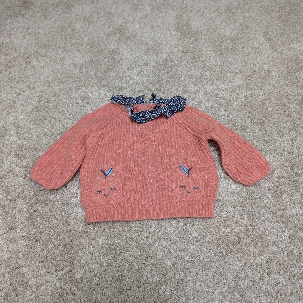 Sergent Major Pink Sweater with Blue Ruffle Collar - 3 Months NWOT